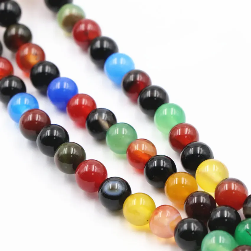 Charms Multicolor Round Natural Agates Loose Beads for Jewelry Making Stone 6mm 8mm 10mm 12mm Onyx Carnelian Findings 15inch A27 | Украшения