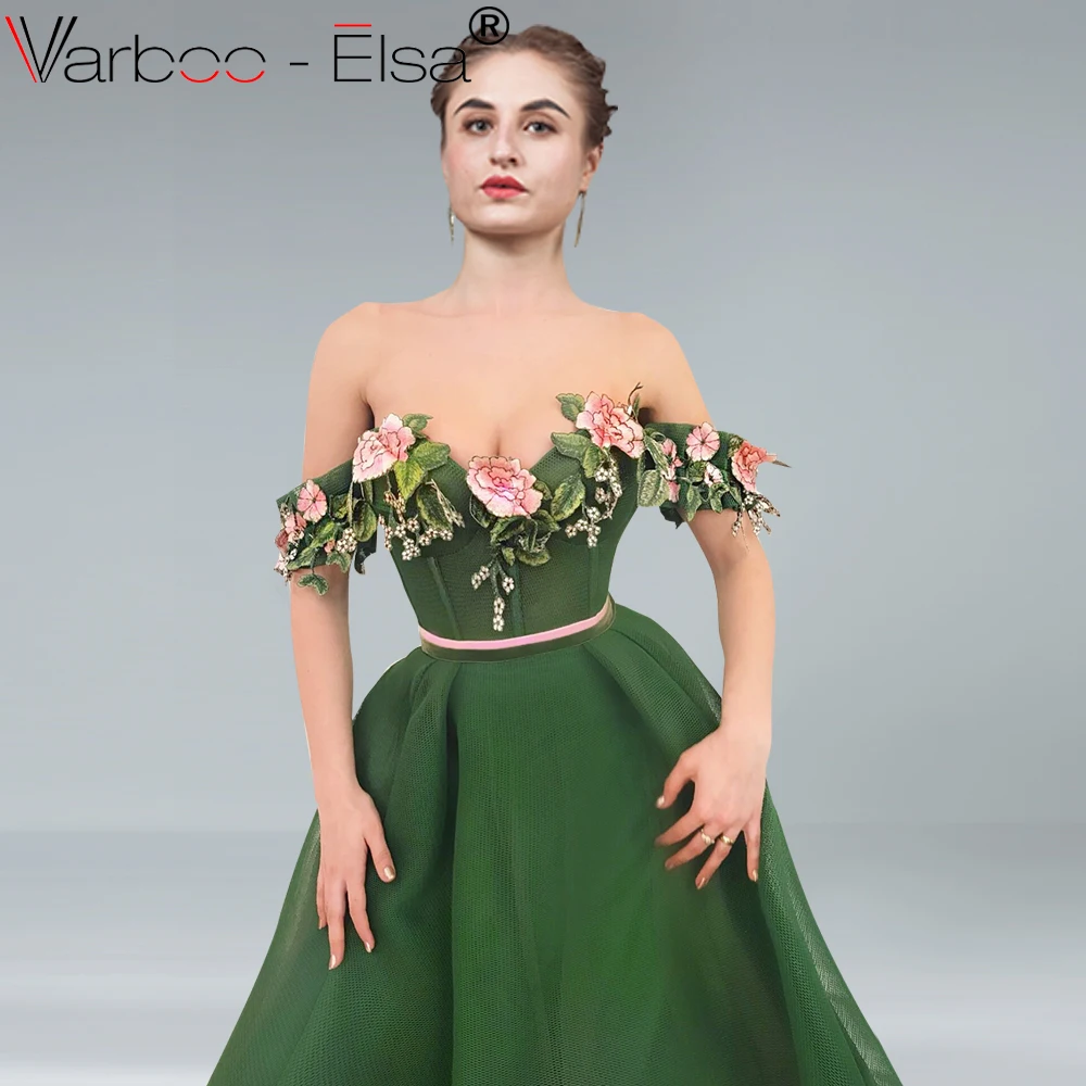 VARBOO_ELSA Сексуальное Милое вечернее платье с открытыми плечами вышивкой и