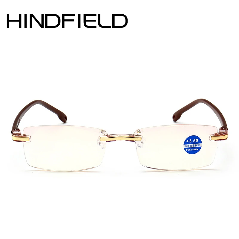 Hindfield Blu ray очки TR90 ультралегкие для чтения мужские без оправы + 100 400 O675|Мужские