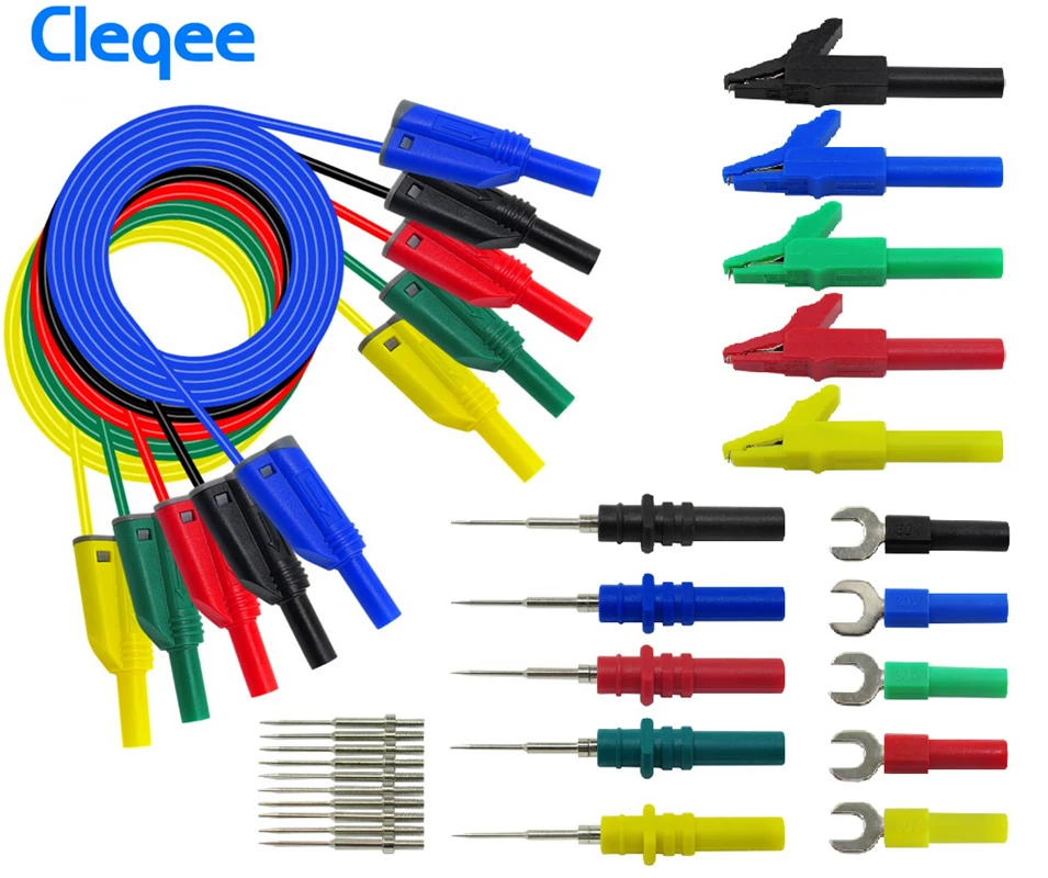 Cleqee P1050B 4 мм безопасности наборный Banana Plug Тесты Lead Kit для мультиметр крокодил и U