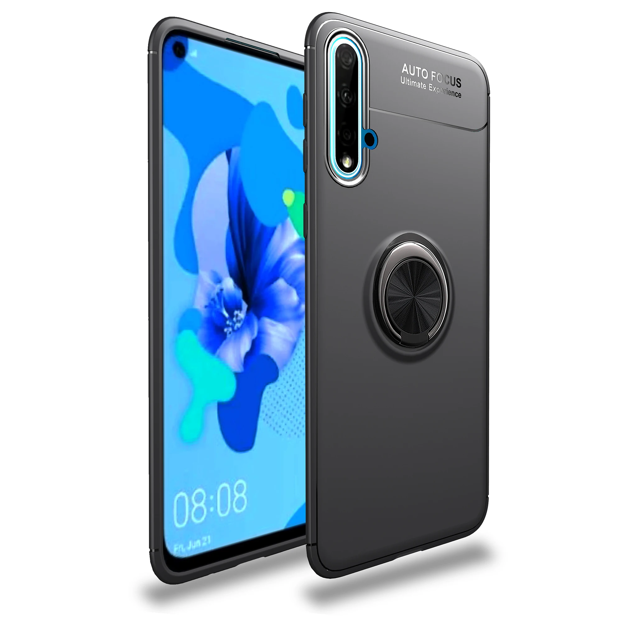 Phone Case for Huawei Nova 5 Cover Bumper Magnetic Metal Ring Holder Soft TPU Silicone Cases Nova5 |