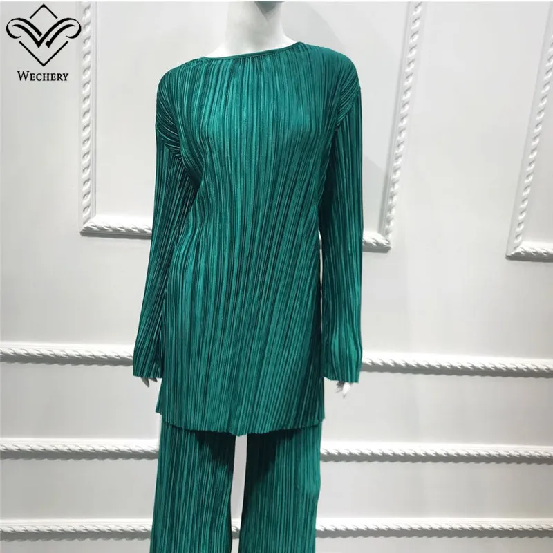Wechery полосатый abaya набор для женщин jilbaw турецкая исламская одежда Черный Фиолетовый Зеленый Серый Плюс Размер Топы Брюки
