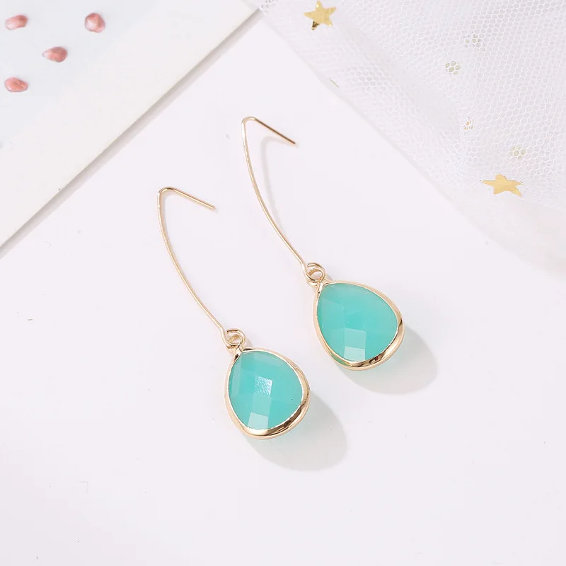 MOONROCY Rose Gold Color Crystal Opal Earrings Drop Cute Women's Long Pink Blue Green Jewelry Gift Wholesale Dropshipping | Украшения и