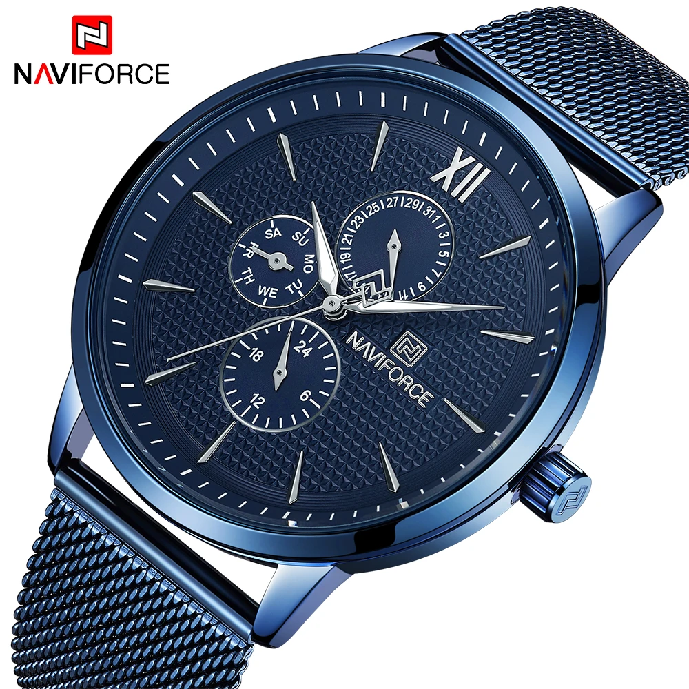 Часы NAVIFORCE мужские модные спортивные кварцевые водонепроницаемые из нержавеющей