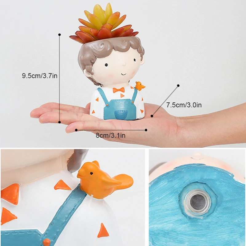 Милый мальчик цветочный горшок для суккулентов мясистых растений керамический