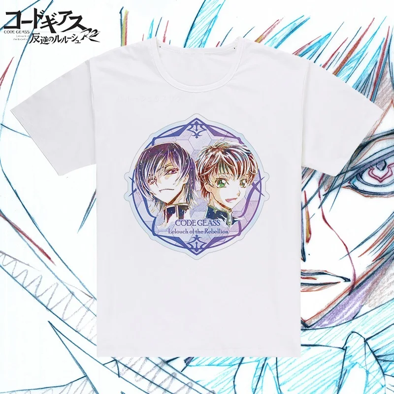 Высокое качество Q унисекс аниме Код футболки с принтом Geass футболка Lelouch Lamperouge R2