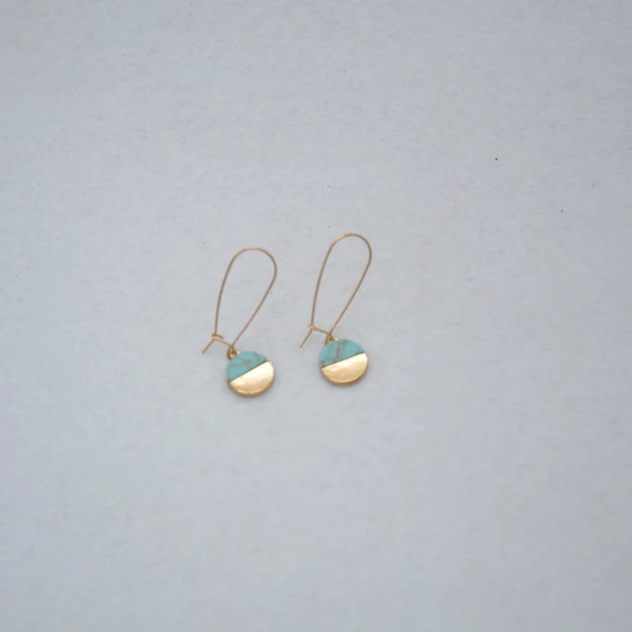 Серьги-подвески женские полукруглые из искусственного мрамора | Украшения и