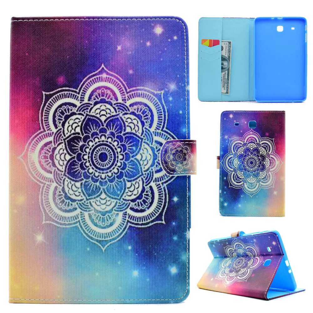 Ультратонкий чехол книжка из искусственной кожи с принтом для Samsung Galaxy Tab E 9 6 T560 T561