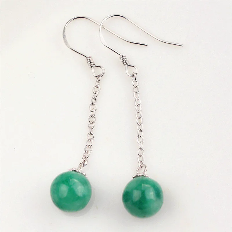 Зеленые серьги-подвески в восточном стиле серебряные ювелирные изделия SE0016 |