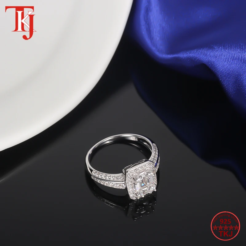 TKJ Real 925 Sterling Silver Engagement Ring AAA Cubic Zircon Female Women Wedding Band Rings Party Anniversary Jewelry Gift | Украшения и