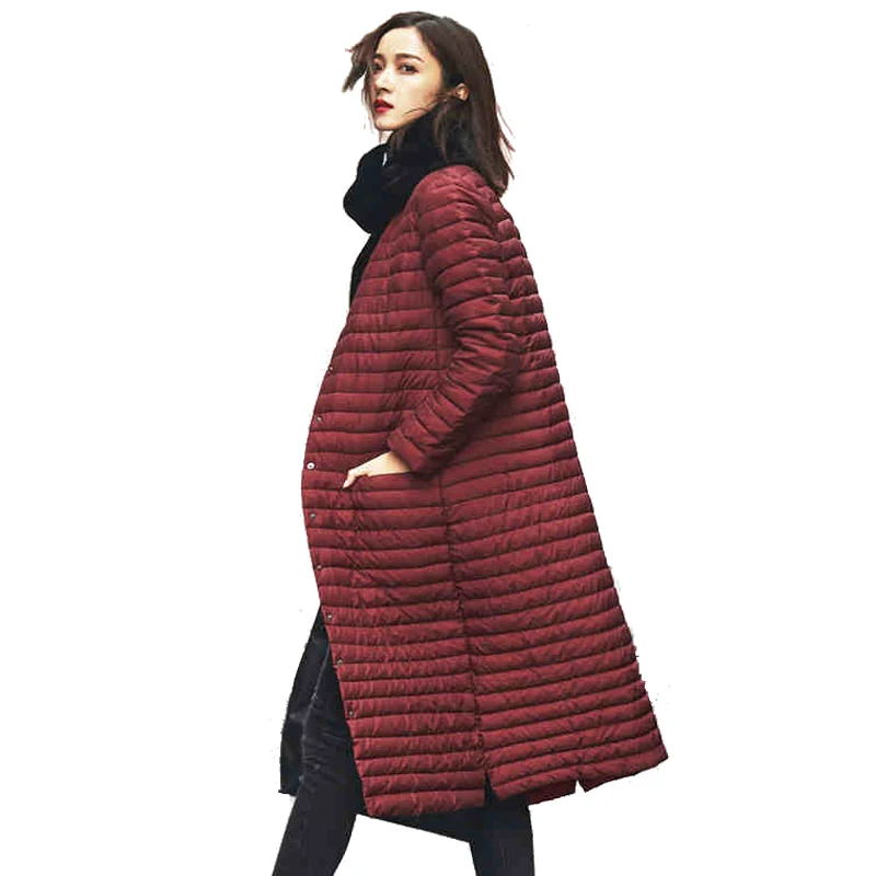 Новинка Зимы 2016 г. хлопковая пуховая куртка Высокое качество Женская длинная