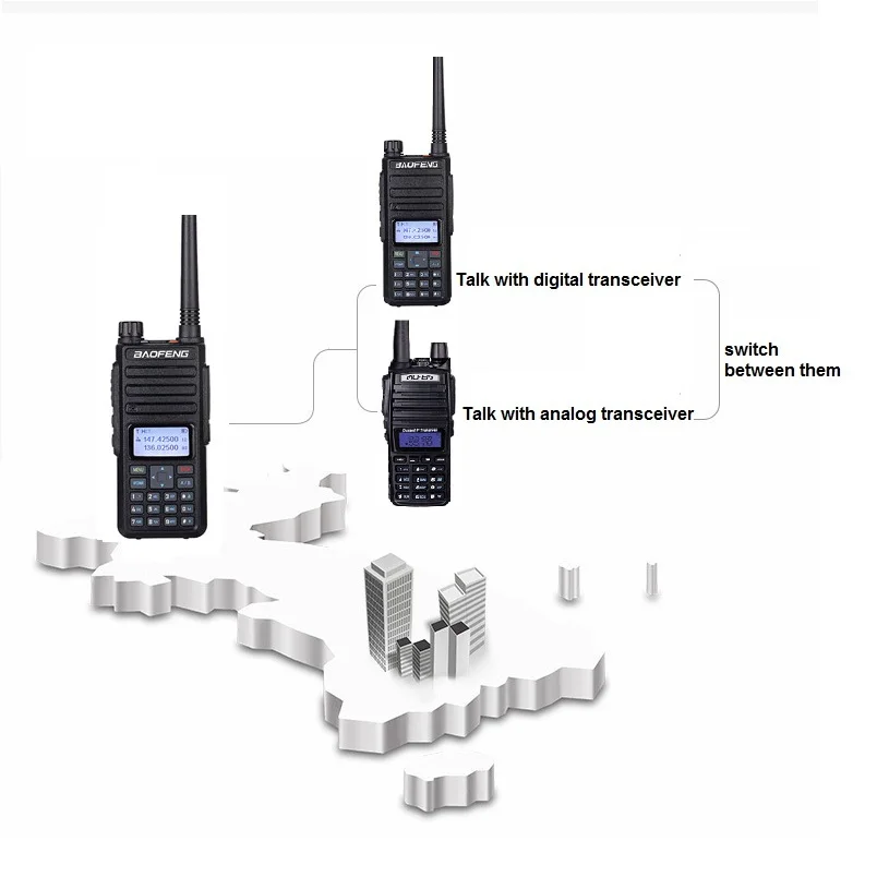 2 шт. портативная рация Baofeng DMR 10 км UHF VHF цифровое радио большой радиус действия