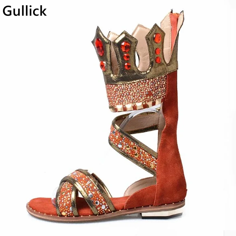 Модные 2018 Красочные Стразы с заклепками Летние женские открытые ботинки