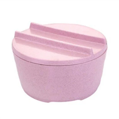 Pink Creative Tableware Large Wheat Straw Plastic Bowl Set Bowl With Lid Noodle Bowl Household Utensils Colorful For Kitchen 10200E - Цвет: Pink