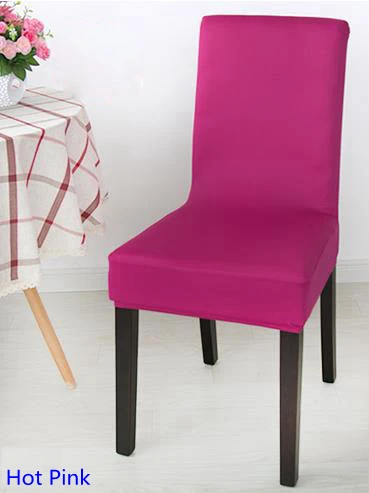 

Hot Pink Colour Spandex Lycra Chair Cover Fit For Square Back Home Chairs Wedding Party Home Dinner Decoration Half Cover