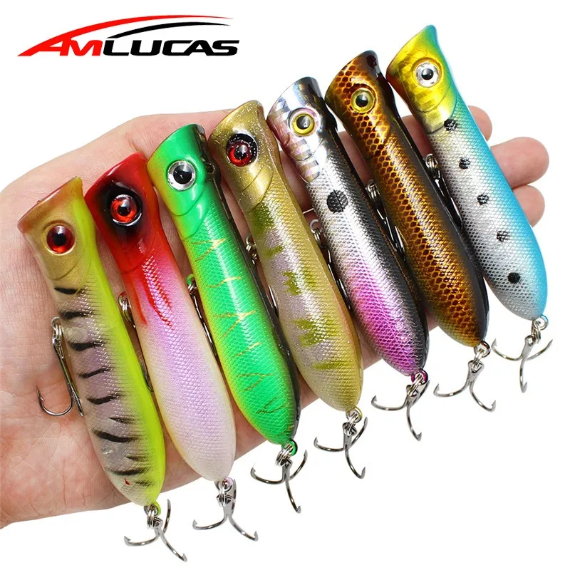 Amlucas 8 см 11 г Поппер приманка Topwater Воблер для мелкой рыбы Крючки 6 # плавающая