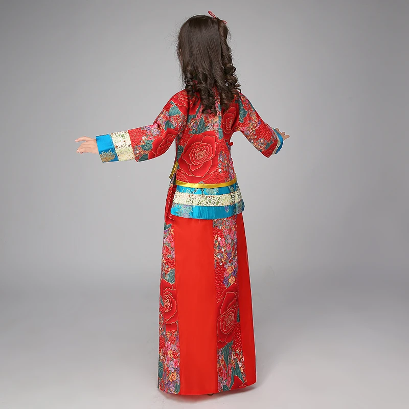Детская винтажная одежда для мальчиков и девочек Hanfu платье принцессы костюм