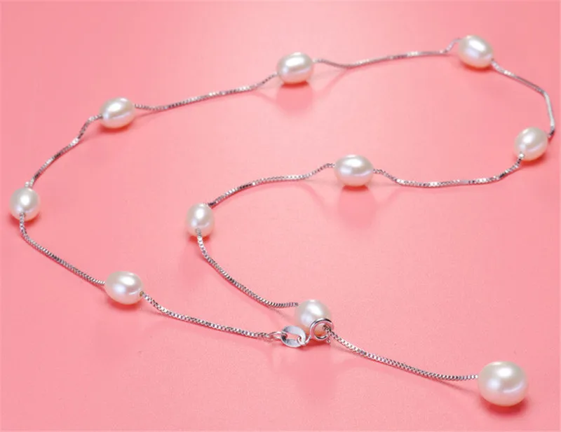 Natural 925 sterling silver white cultured Freshwater pearl necklaces &amp pendants | Украшения и аксессуары