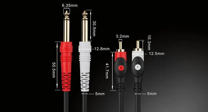 Новый Двойной RCA на двойной 6 35 кабель Папа папа Аудио аудио линия провод 1 м 5 2 3 JSJ