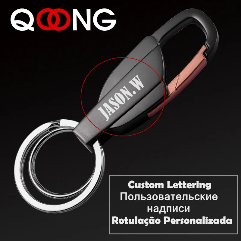 Custom -black QOONG, на заказ, с надписью, для мужчин, металлический автомобильный брелок, брелок для ключей, на талию, висящий, брелок для ключей, модные женские Брелки с двумя кольцами, Y10 - Цвет: Custom -black
