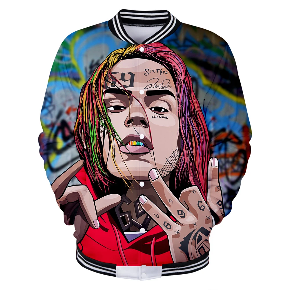 LuckyFriday Мода 3D 6IX9INE рэпер бейсбольные куртки мужчины/женщины популярная одежда