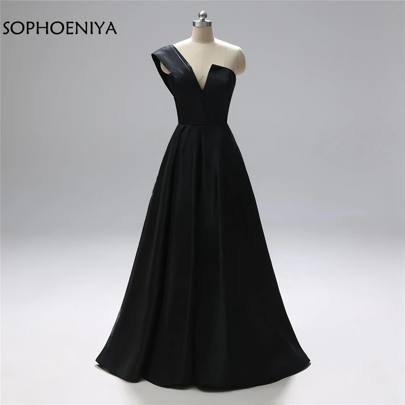 

New Arrival Black Evening dress Long ever pretty One shoulder Formal dress evening 2021 robe soiree dubai robe de soiree