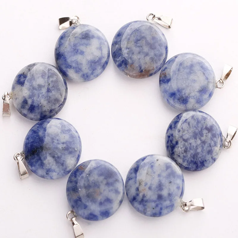 Sodalite stone Круглый кулон натуральный кристалл Кварцевый камень кулон для изготовления ювелирных изделий 30 шт./лот Высокое качество 20 мм Подвески - Окраска металла: Sodalite stone