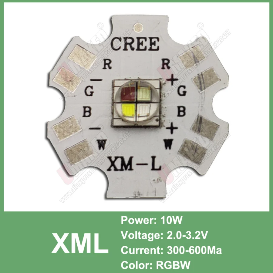 XML RGBW 3 Вт 5 Вт 10 Вт CREE XML XPE XPG XTE светодиодный теплый белый RGB высокомощный светодиодный чип на 20 мм PCB - Испускаемый цвет: XML RGBW