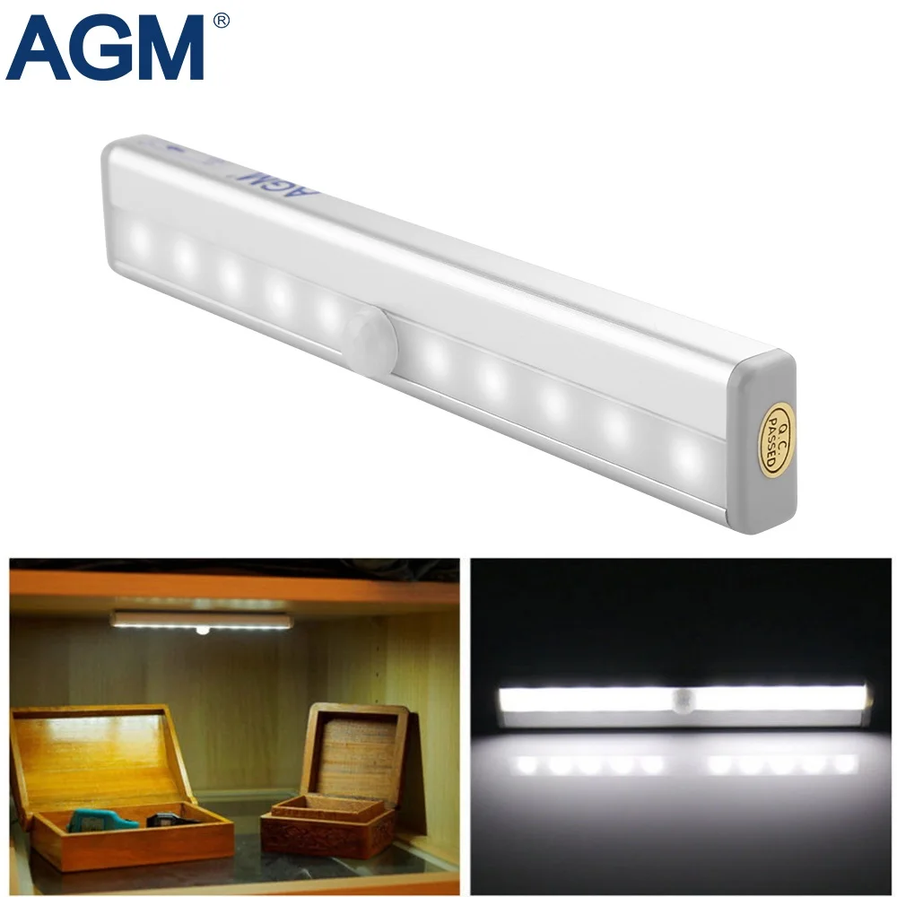 10 LED свет шкафа датчик движения Активированный Ночной беспроводной шкаф ИК