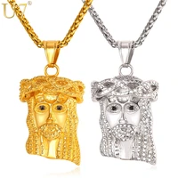 u7 jesus piece christian necklace silvergold color stainless steel pendant chain menwomen egypt egyptian jewelry 2017 p1060