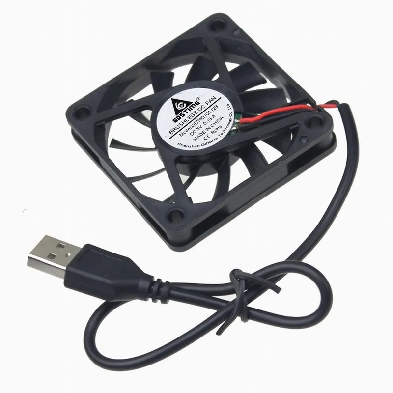 Gdstime 2 шт. DC 5V USB 60x60x10 мм Бесщеточный вентилятор охлаждения 60 x 10 чехол для