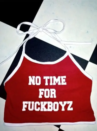 Женский укороченный топ без рукавов BKLD с буквенным принтом NO TIME FOR FUCKBOYZ уличная