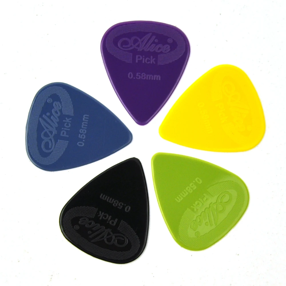 

Lots of 100pcs Alice 0.58mm Anti-slip Nylon Guitar Picks Plectrums Mixed Colors AP-G