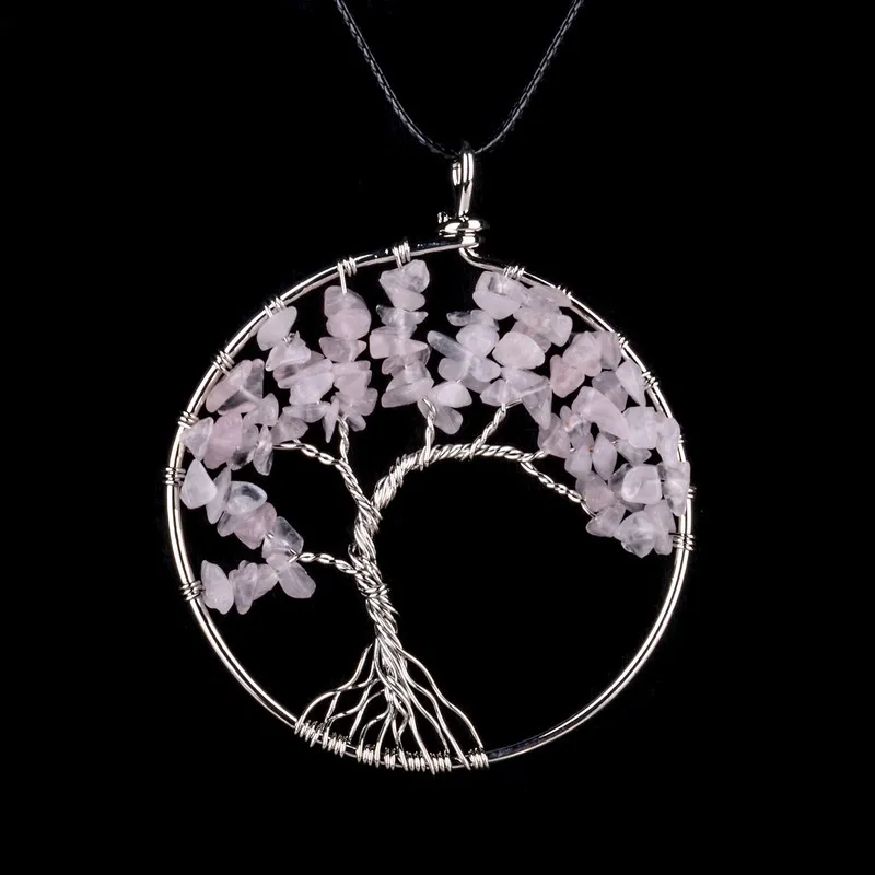 Оригинальный натуральный камень Радуга Дерево жизни кулон ожерелье для женщин