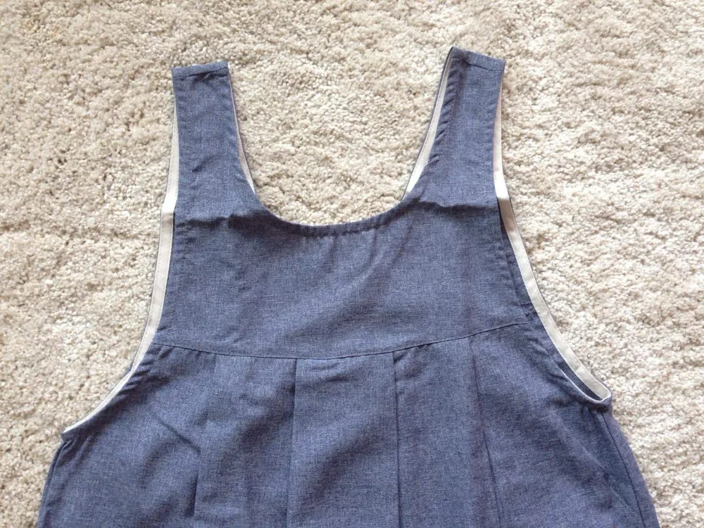 British Style Back Button Shape Natural Cotton Apron Big Size Kitchen Cooking Clothes -blue Color | Дом и сад