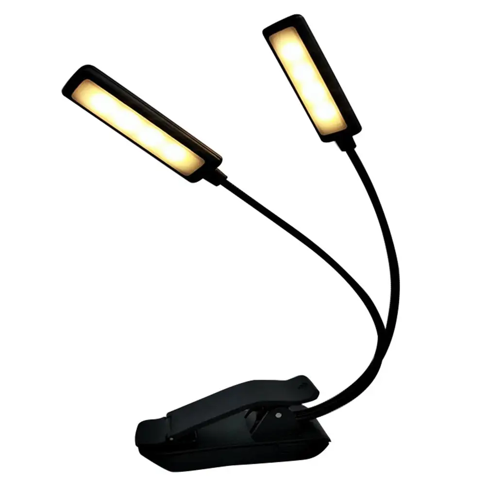 Black 9LED настольная лампа 4,5 в usb зарядка двойной источник света затемнения Клип Настольная лампа пианино музыка свет клип настольные лампы 3000-6000 К - Цвет корпуса: Black