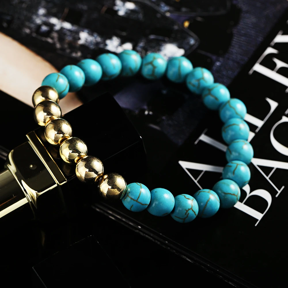 Высокое качество браслет ручной работы Натуральный камень из бисера головы