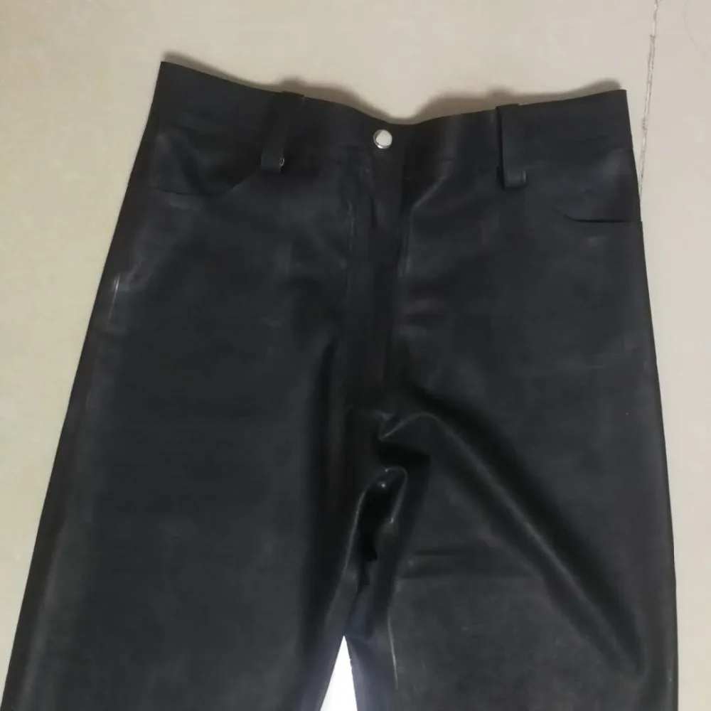 In Stock Latex Jean 0.4MM Thickness Long Latex Trousers M Size Black Color