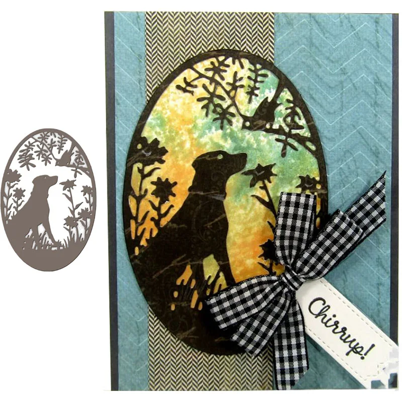 

Metal Cutting Dies Frame Background Dog & Bird Frame Stencils for DIY Scrapbooking Album Stamp Card Embossing New 2019 Die Cut