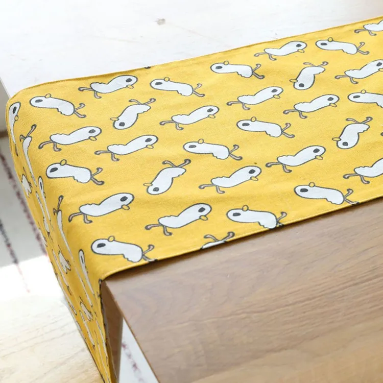 Мультфильм утки желтая настольная дорожка Decoracion Mesa Hogar хлопок лен Chemin De Table tafeller для вечерние украшения