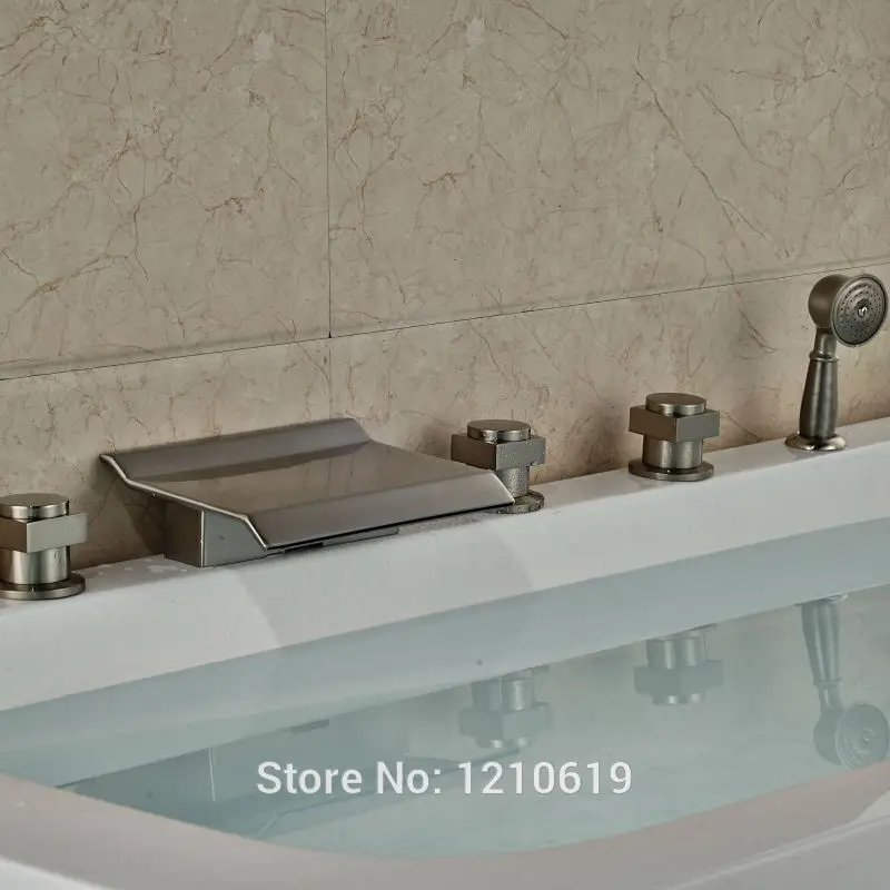 Новый европейский стиль душевая Ванна Смеситель кран ручной душ никель Матовый