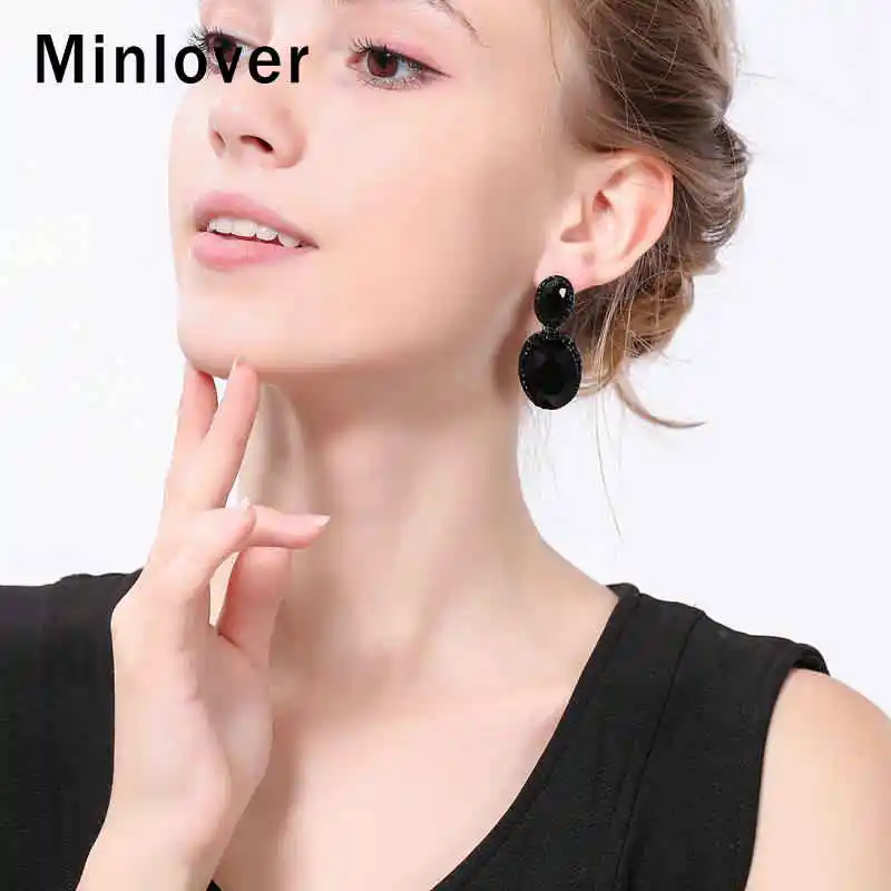 Женские Геометрические длинные серьги Minlover с крупными стразами 4 цвета 2019 |