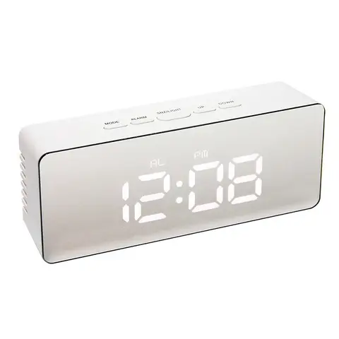 Будильник MOSEKO, цифровой светодиодный дисплей, портативные современные зеркальные часы, умные часы с отображением времени, даты, месяца, температуры