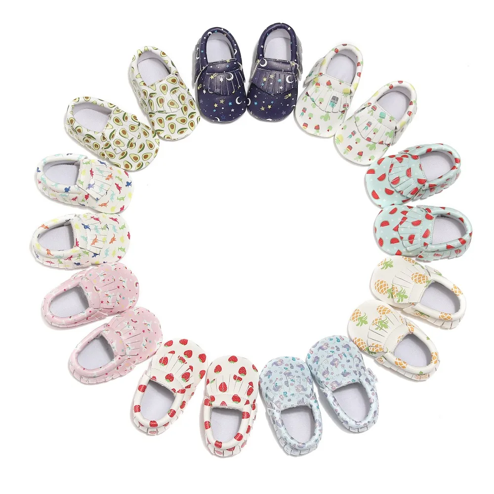 Мокасины для новорожденных девочек 0-24 месяцев модная обувь с принтом единорога - Фото №1