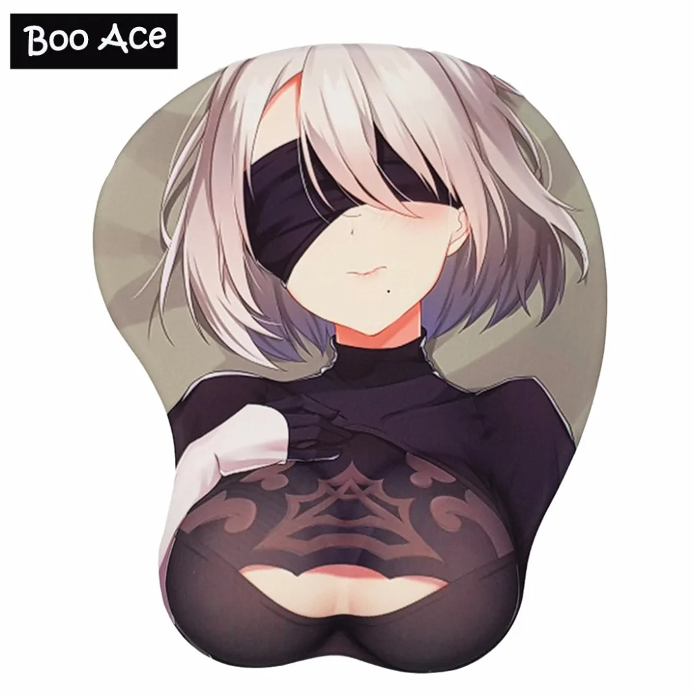 2WAY! NieR: Automata 2B игровой 3D коврик для мыши с силиконовым гелем для запястья Размер 26*22 см