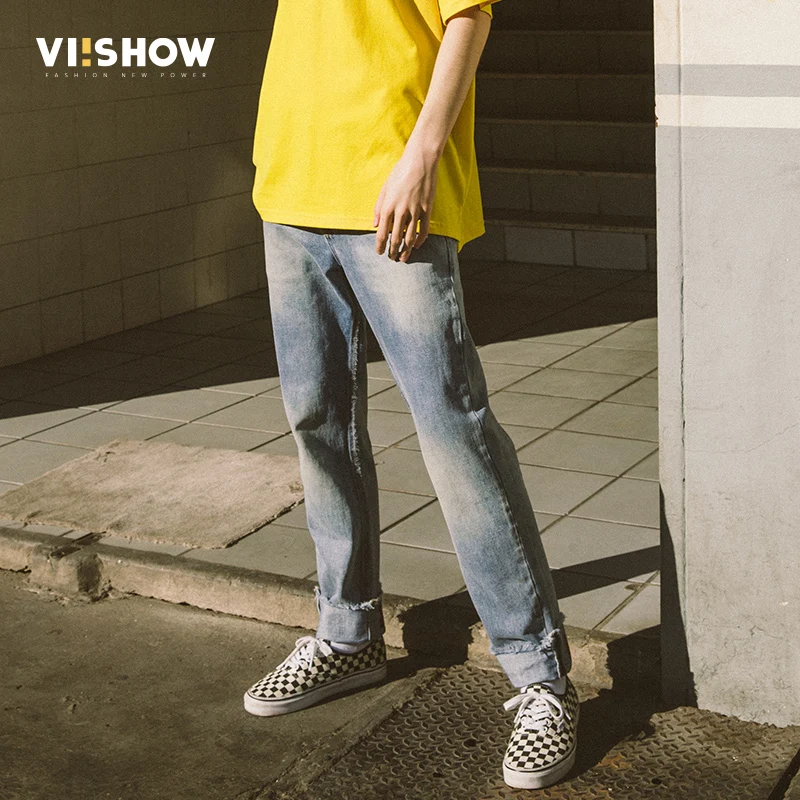 VIISHOW Брендовая Дизайнерская обувь Slim Fit Рваные джинсы Для мужчин высокого улица s