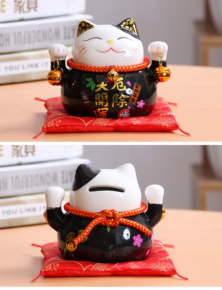 Китайские Рождественские подарки 4,5 дюймов Maneki Neko фарфор Lucky Cat домашний декор украшения Фортуна кошка копилка фэншуй ремесло