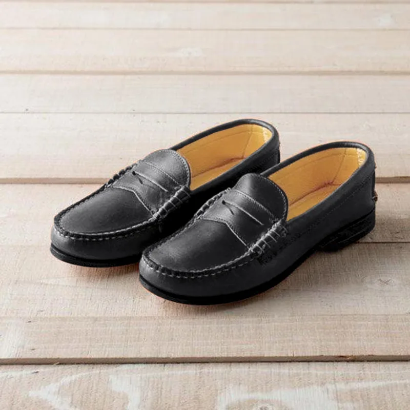 Oeak Genuine Leather Women Shoes Luxury Women Loafers Breathable Slip on Black Driving Shoes Plus Size hot sale
