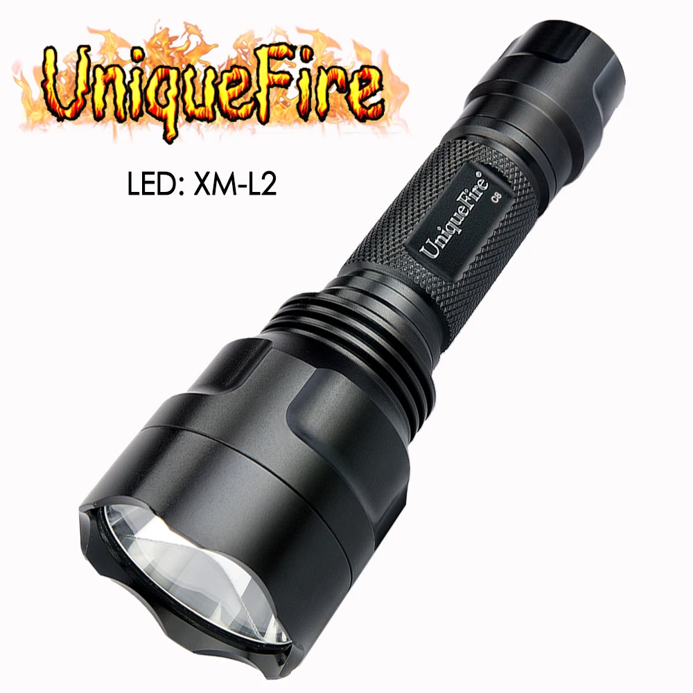 UniqueFire 10 Вт мощный 18650 фонарик UF C8 XML/XM L2 светодиодный перезаряжаемый черный факел