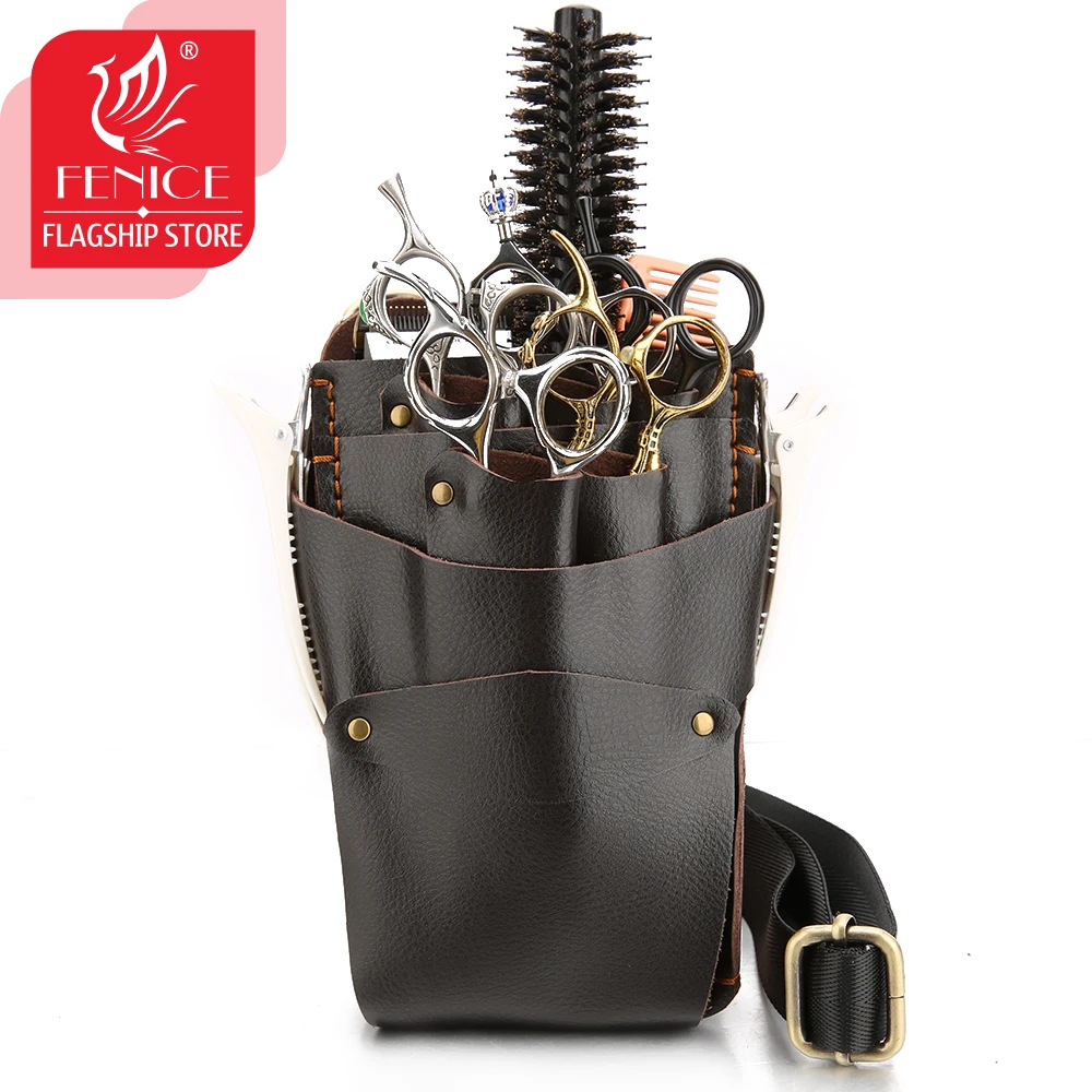 Купить Fenice салон Парикмахерские ножницы сумка кожаные сумки для инструментов 5 Ножничные кобуры чехол держатель Чехол с поясной ремень для парикм...